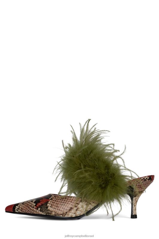 il Jeffrey Campbell נוצות פרד עם עקב נשים זית נחש שזוף כתום NN6N61697