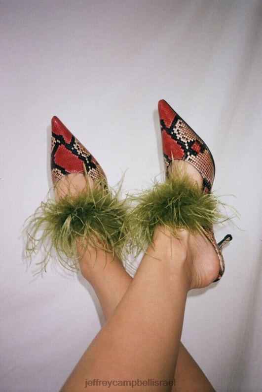 il Jeffrey Campbell נוצות פרד עם עקב נשים זית נחש שזוף כתום NN6N61697