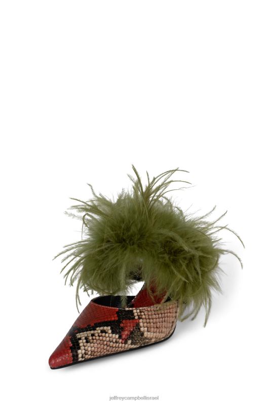 il Jeffrey Campbell נוצות פרד עם עקב נשים זית נחש שזוף כתום NN6N61697