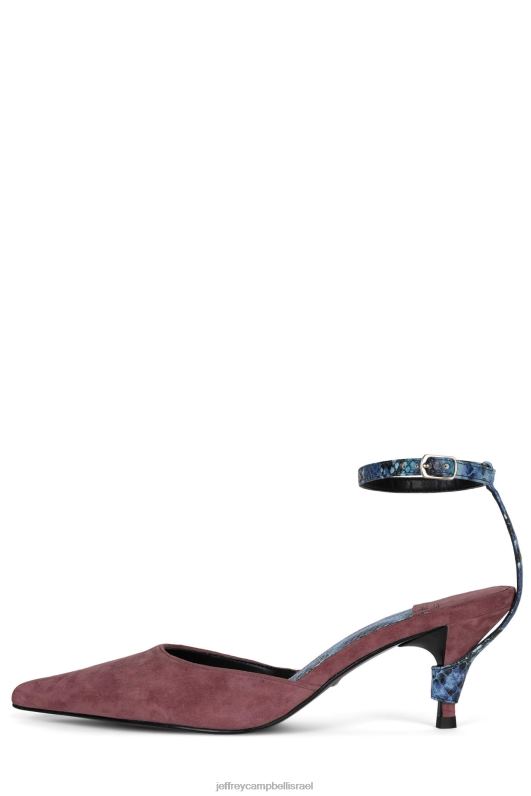 il Jeffrey Campbell פָּעִיל פרד עם עקב נשים נחש כחול זמש ורוד NN6N61700