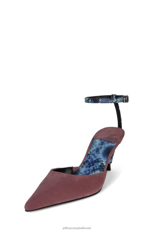 il Jeffrey Campbell פָּעִיל פרד עם עקב נשים נחש כחול זמש ורוד NN6N61700