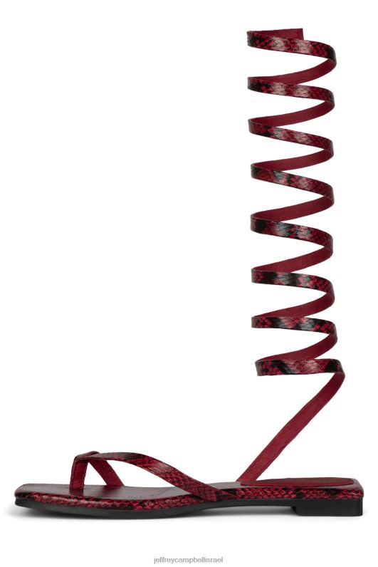 il Jeffrey Campbell רזה סנדלים נשים נחש שחור אדום NN6N61760