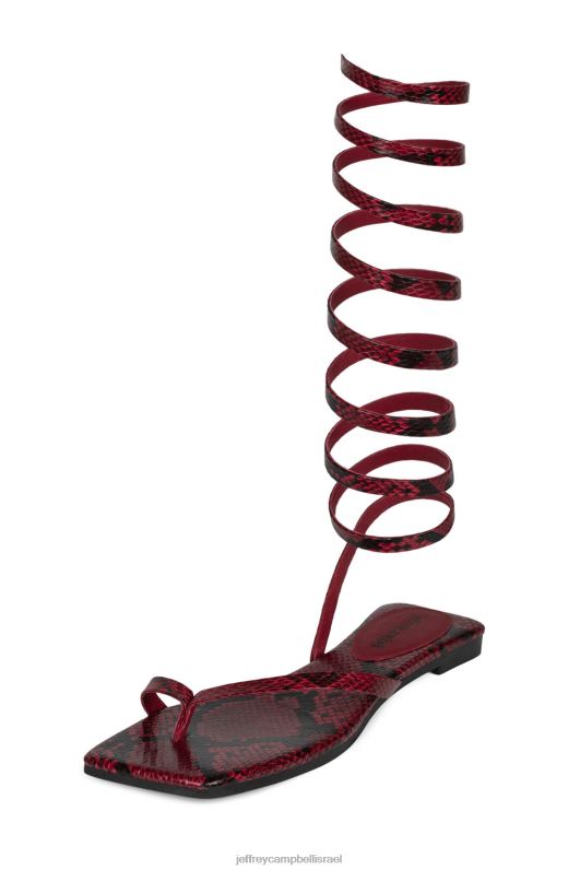 il Jeffrey Campbell רזה סנדלים נשים נחש שחור אדום NN6N61760