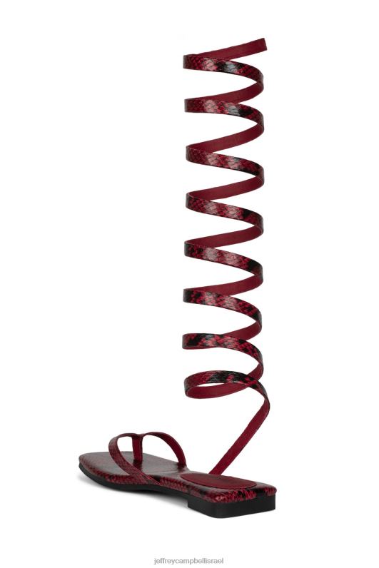 il Jeffrey Campbell רזה סנדלים נשים נחש שחור אדום NN6N61760