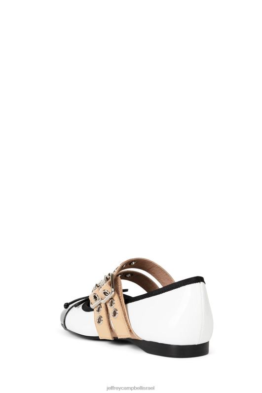 il Jeffrey Campbell בלט נעלי בלט נשים פטנט עירום שחור לבן NN6N6201