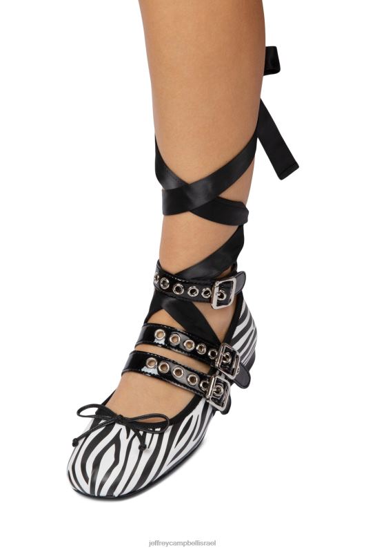 il Jeffrey Campbell קלפי נעלי בלט נשים זברה שחור פטנט כסף NN6N6207