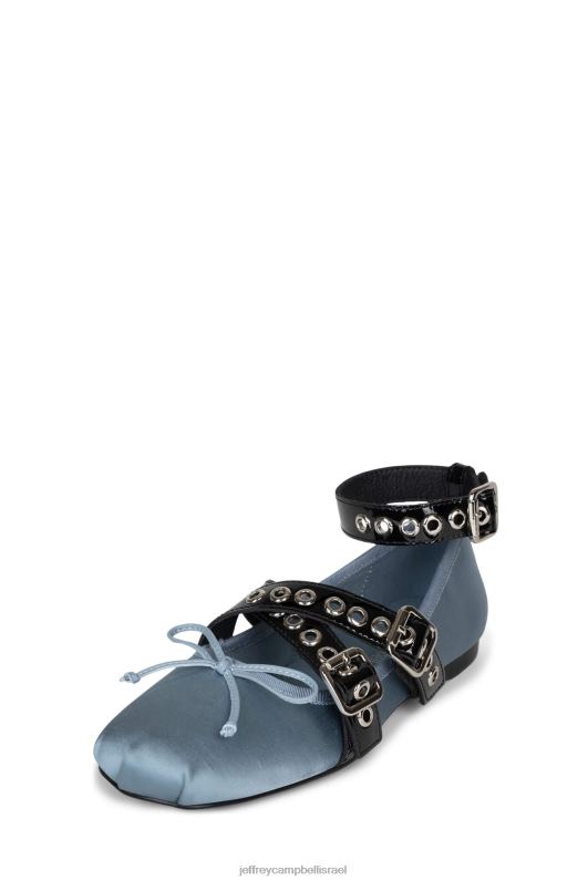 il Jeffrey Campbell כוריאו נעלי בלט נשים פטנט כחול סאטן שחור NN6N6209