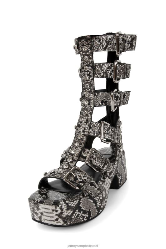 il Jeffrey Campbell רמון סנדל פלטפורמה נשים נחש שחור לבן כסף NN6N6216