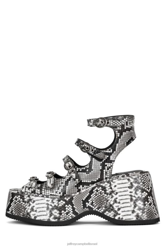 il Jeffrey Campbell אֹרֶך גַל סנדל פלטפורמה נשים נחש שחור אפור NN6N6225