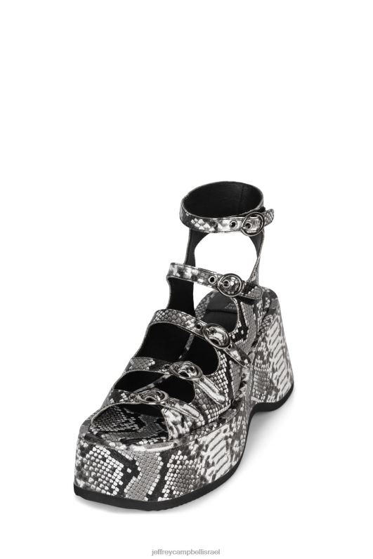 il Jeffrey Campbell אֹרֶך גַל סנדל פלטפורמה נשים נחש שחור אפור NN6N6225