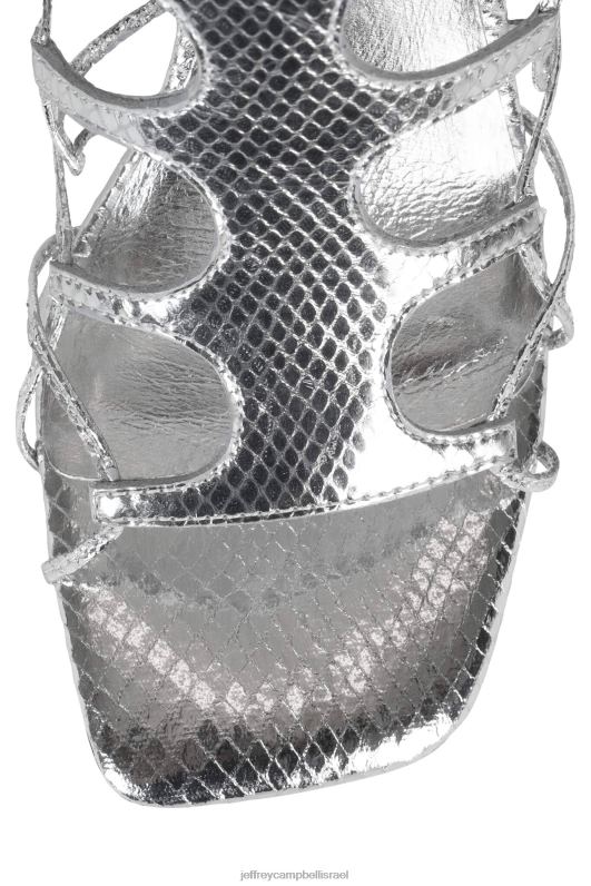 il Jeffrey Campbell לה-פריק סנדל עם עקבים נשים נחש מתכתי כסף NN6N6231