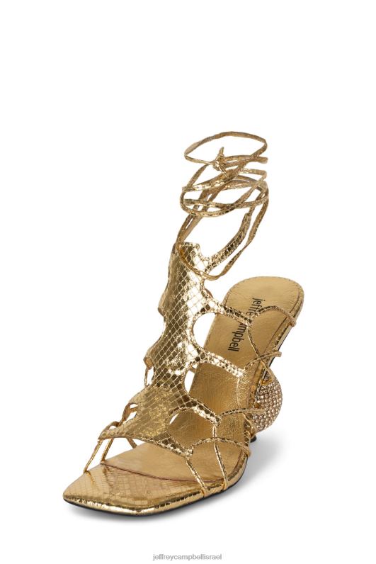 il Jeffrey Campbell לה-פריק סנדל עם עקבים נשים נחש מתכתי זהב NN6N6232