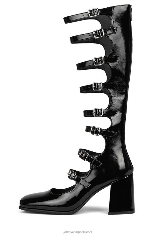 il Jeffrey Campbell מסייה סנדל עם עקבים נשים פטנט קמט שחור NN6N6234