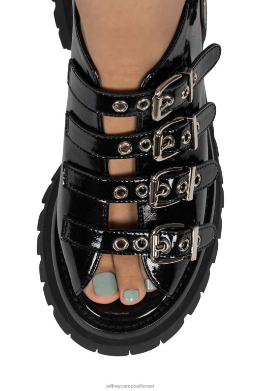 il Jeffrey Campbell פוסט פאנק סנדל פלטפורמה נשים פטנט קמט שחור NN6N6243