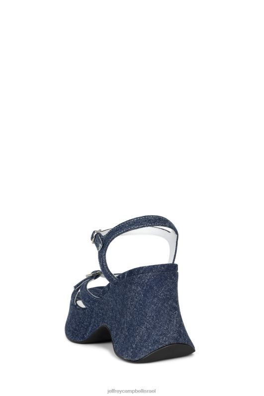 il Jeffrey Campbell השלכה לאחור סנדל פלטפורמה נשים כסף ג'ינס כחול כהה NN6N6250
