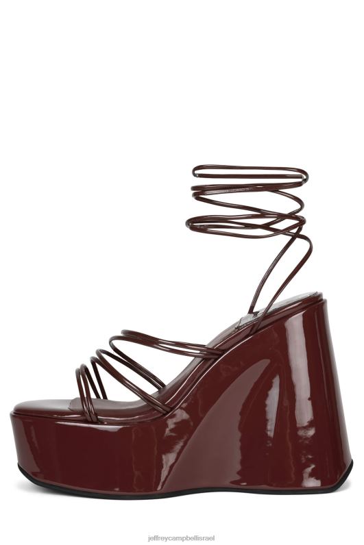 il Jeffrey Campbell רמות סנדל פלטפורמה נשים פטנט חום NN6N6254