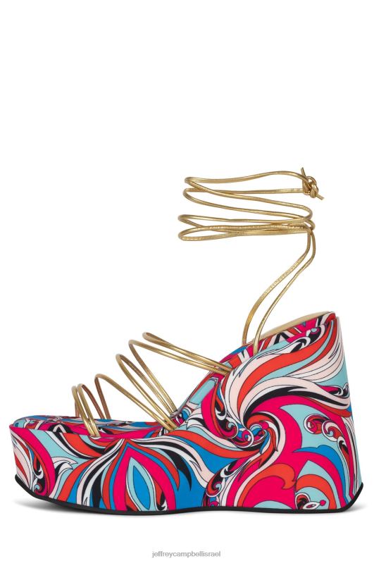 il Jeffrey Campbell רמות סנדל פלטפורמה נשים אדום מולטי זהב NN6N6256