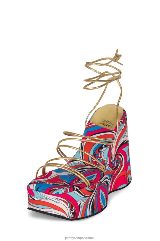 il Jeffrey Campbell רמות סנדל פלטפורמה נשים אדום מולטי זהב NN6N6256