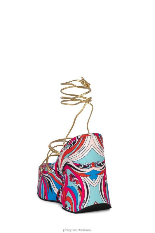 il Jeffrey Campbell רמות סנדל פלטפורמה נשים אדום מולטי זהב NN6N6256