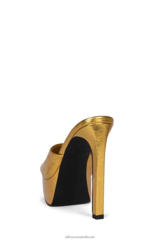 il Jeffrey Campbell הולך-גלאם אתחול הדנים נשים קמט מתכתי זהב NN6N6274