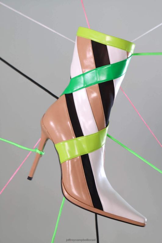 il Jeffrey Campbell פסים מגפי קרסול נשים זמש שחור רשת שחורה NN6N6300