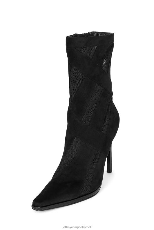 il Jeffrey Campbell פסים מגפי קרסול נשים זמש שחור רשת שחורה NN6N6300