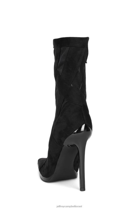 il Jeffrey Campbell פסים מגפי קרסול נשים זמש שחור רשת שחורה NN6N6300
