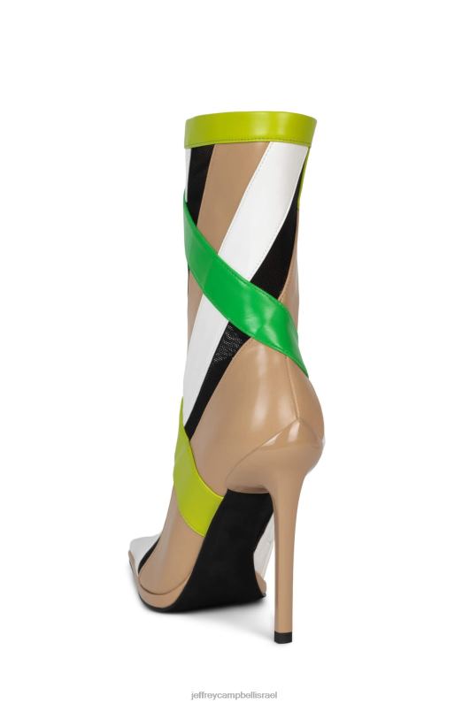 il Jeffrey Campbell פסים מגפי קרסול נשים פטנט טבעי ירוק מולטי NN6N6301