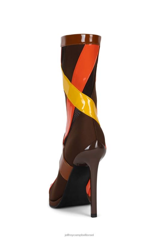 il Jeffrey Campbell פסים מגפי קרסול נשים כתום חום פטנט מולטי NN6N6302