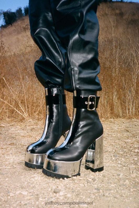 il Jeffrey Campbell רובוטי מגפי קרסול נשים כסף שחור מתכתי NN6N6312