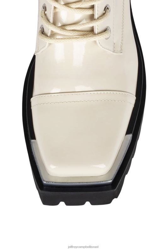 il Jeffrey Campbell מקדיש מגפי קרסול נשים פטנט קמטי שנהב NN6N6386