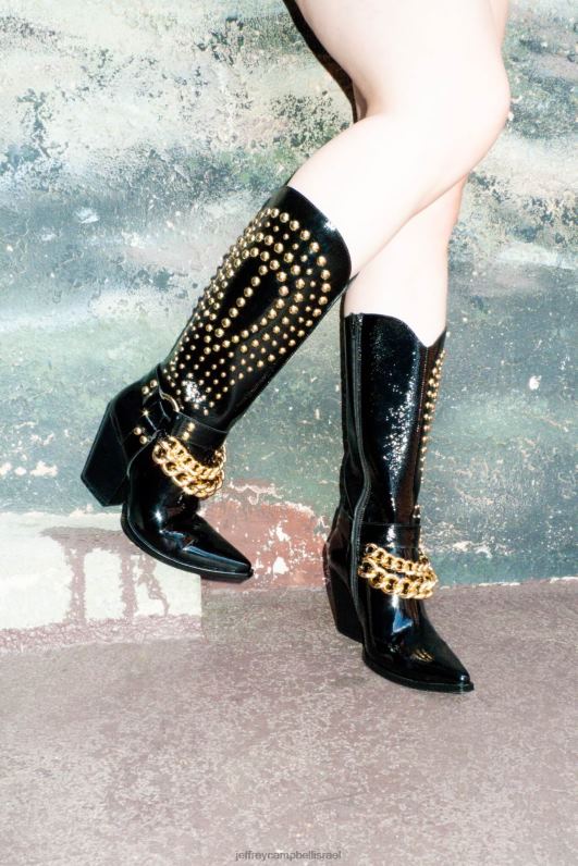 il Jeffrey Campbell אסטפן מגפי קרסול נשים זהב קמט שחור NN6N6427