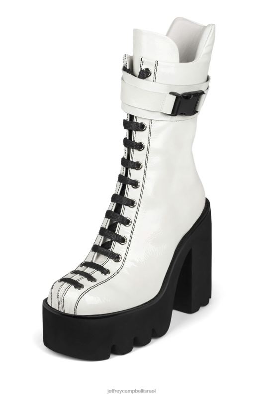 il Jeffrey Campbell וִיקִינג מגפי קרסול נשים פטנט לבן NN6N6469