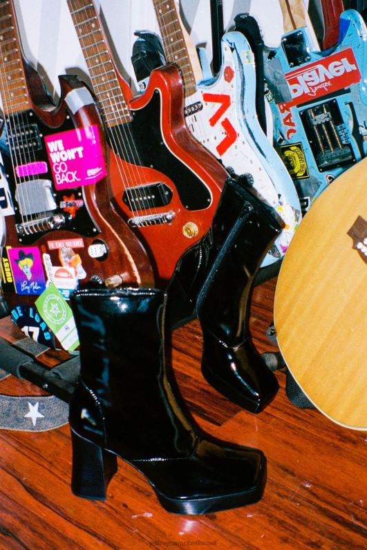 il Jeffrey Campbell קלופסיה מגפי קרסול נשים ערימת פולנית שחורה NN6N6546