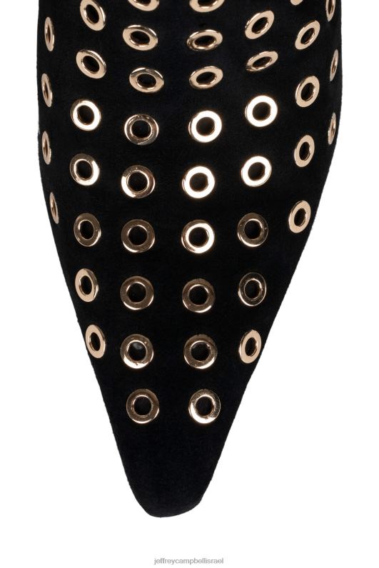 il Jeffrey Campbell מצפן-ה מגפי קרסול נשים זמש שחור זהב NN6N6553