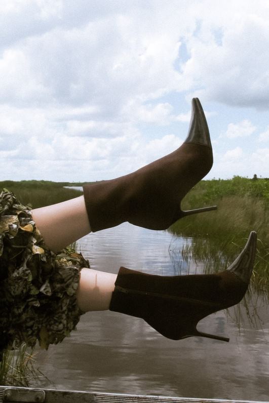 il Jeffrey Campbell ניצול מגפי קרסול נשים משולבת קופסה חומה NN6N6555