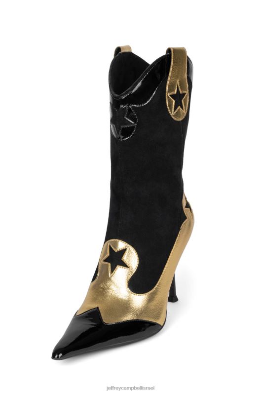 il Jeffrey Campbell גבוה אס מגפי קרסול נשים שילוב שחור זהב NN6N6634