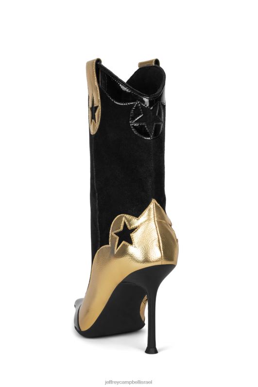 il Jeffrey Campbell גבוה אס מגפי קרסול נשים שילוב שחור זהב NN6N6634
