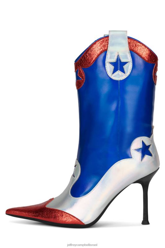 il Jeffrey Campbell גבוה אס מגפי קרסול נשים שילוב אדום כחול NN6N6635