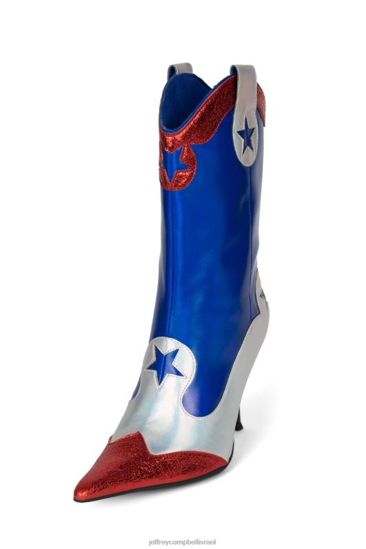 il Jeffrey Campbell גבוה אס מגפי קרסול נשים שילוב אדום כחול NN6N6635