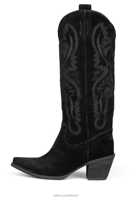 il Jeffrey Campbell חווא-ק מגפיים מברך עד ירך נשים זמש משומן שחור NN6N6668