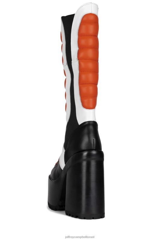 il Jeffrey Campbell אופני שטח מגפיים מברך עד ירך נשים שחור כתום לבן NN6N6688