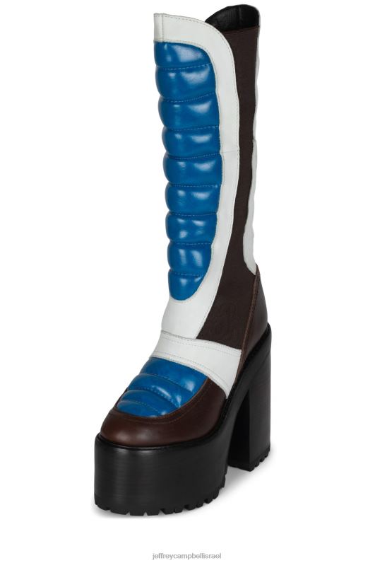 il Jeffrey Campbell אופני שטח מגפיים מברך עד ירך נשים שחור כחול לבן NN6N6689