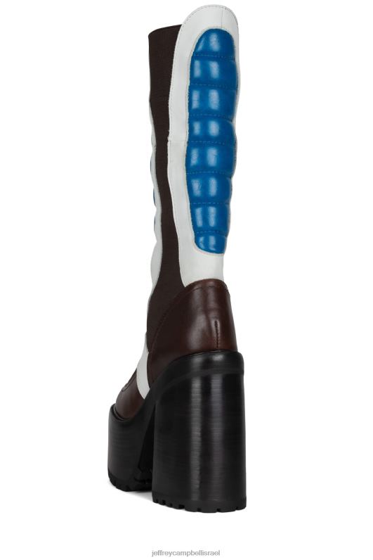 il Jeffrey Campbell אופני שטח מגפיים מברך עד ירך נשים שחור כחול לבן NN6N6689