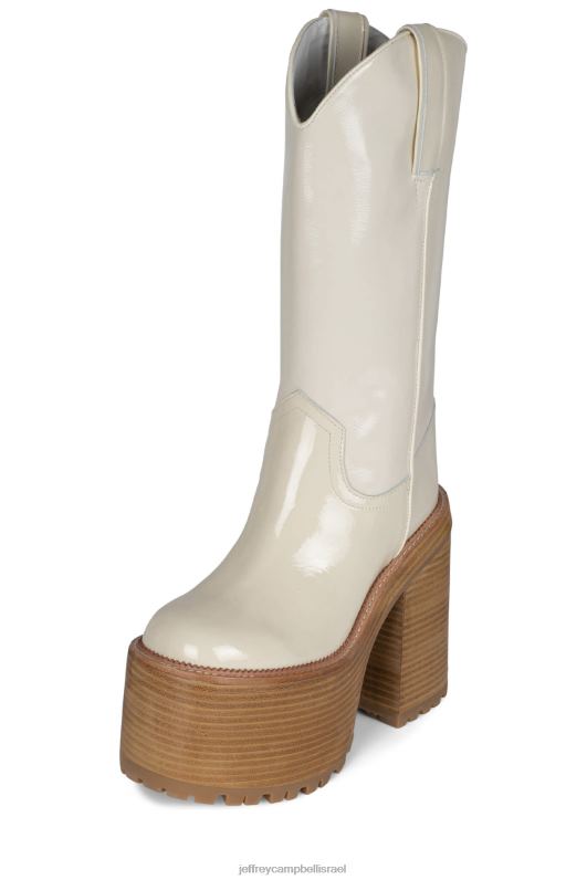 il Jeffrey Campbell בֵּית קְבָרוֹת מגפיים מברך עד ירך נשים פטנט קמטי שנהב NN6N6690