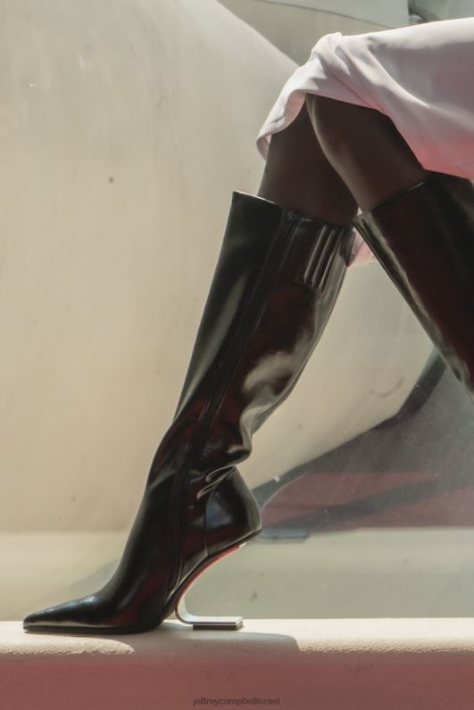 il Jeffrey Campbell מצפן-ח מגפיים מברך עד ירך נשים כסף שחור NN6N6692