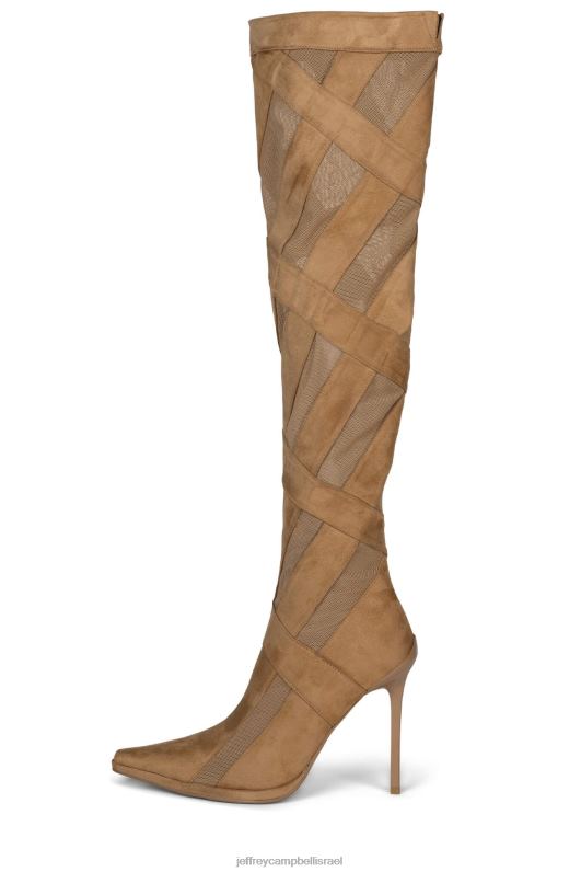 il Jeffrey Campbell פסים-ח מגפיים מברך עד ירך נשים רשת זמש טבעית NN6N6700