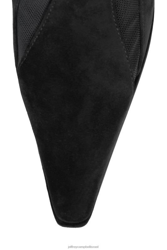 il Jeffrey Campbell פסים-ח מגפיים מברך עד ירך נשים שילוב זמש שחור NN6N6702