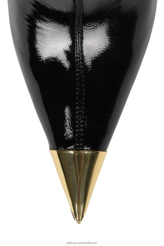 il Jeffrey Campbell פלֶאשׁבֵּק מגפיים מברך עד ירך נשים זהב פטנט שחור NN6N6704