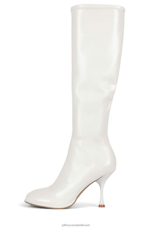 il Jeffrey Campbell אלכסונים-ק מגפיים מברך עד ירך נשים פטנט קמט לבן NN6N6719